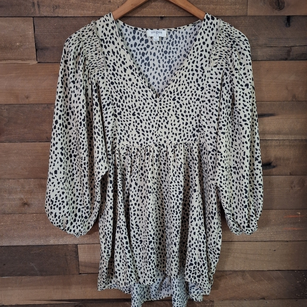 UMGEE Smocked Sleeve Peasant Tunic Blouse SZ Small